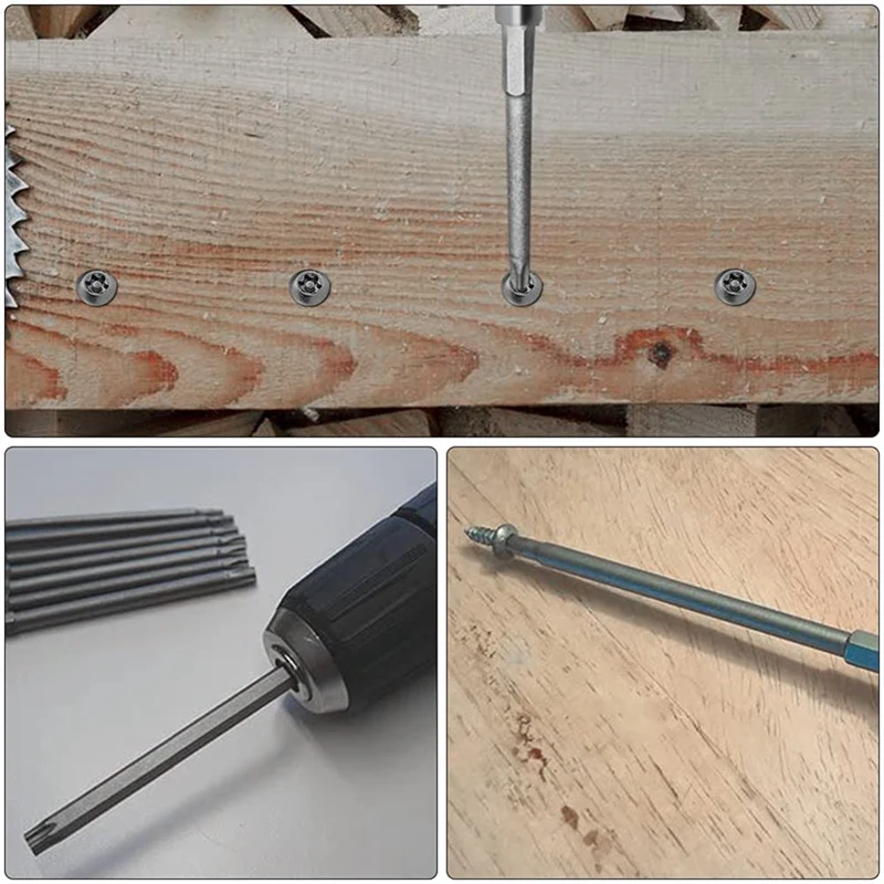 Set obeng Torx Bit, 21 buah Set Obeng Torx (100Mm), Set Bit T6-T40 panjang dengan magnetik, segi enam 1/4 inci