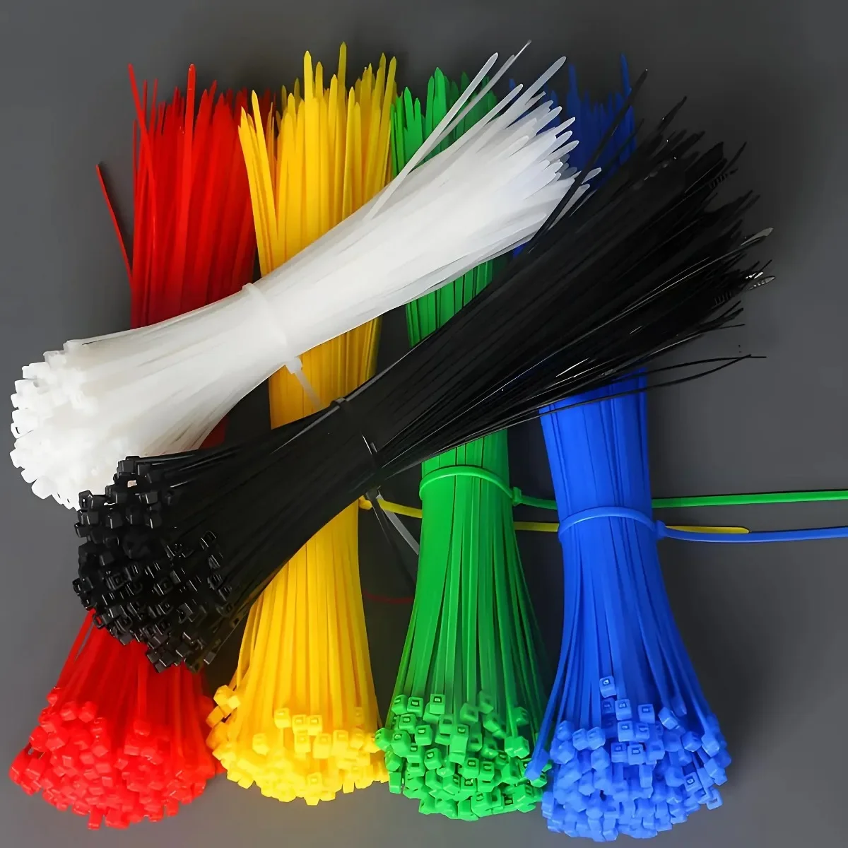 

100 Pieces Multi-Color Nylon Cable Ties Heavy Duty Durable Self-locking Fastener Strap Convenient Wire Bundling Organizer Sort Electrical Cords TV Network Wires Neaten Home Indoor Circuit Wiring Household Cable Management Supplies