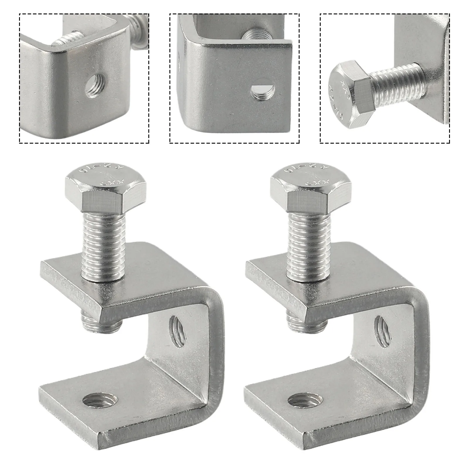 High Quality C-clamp Jaw U-shaped Clip M6 Threaded Hole 1/2/4pcs Cabine Drawer Silver Stainless Steel Table Bracket