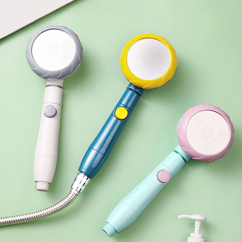 Soffione doccia portatile ad alta pressione con pulsante di arresto, ugello regolabile per bagno, soffione doccia universale, nuovo