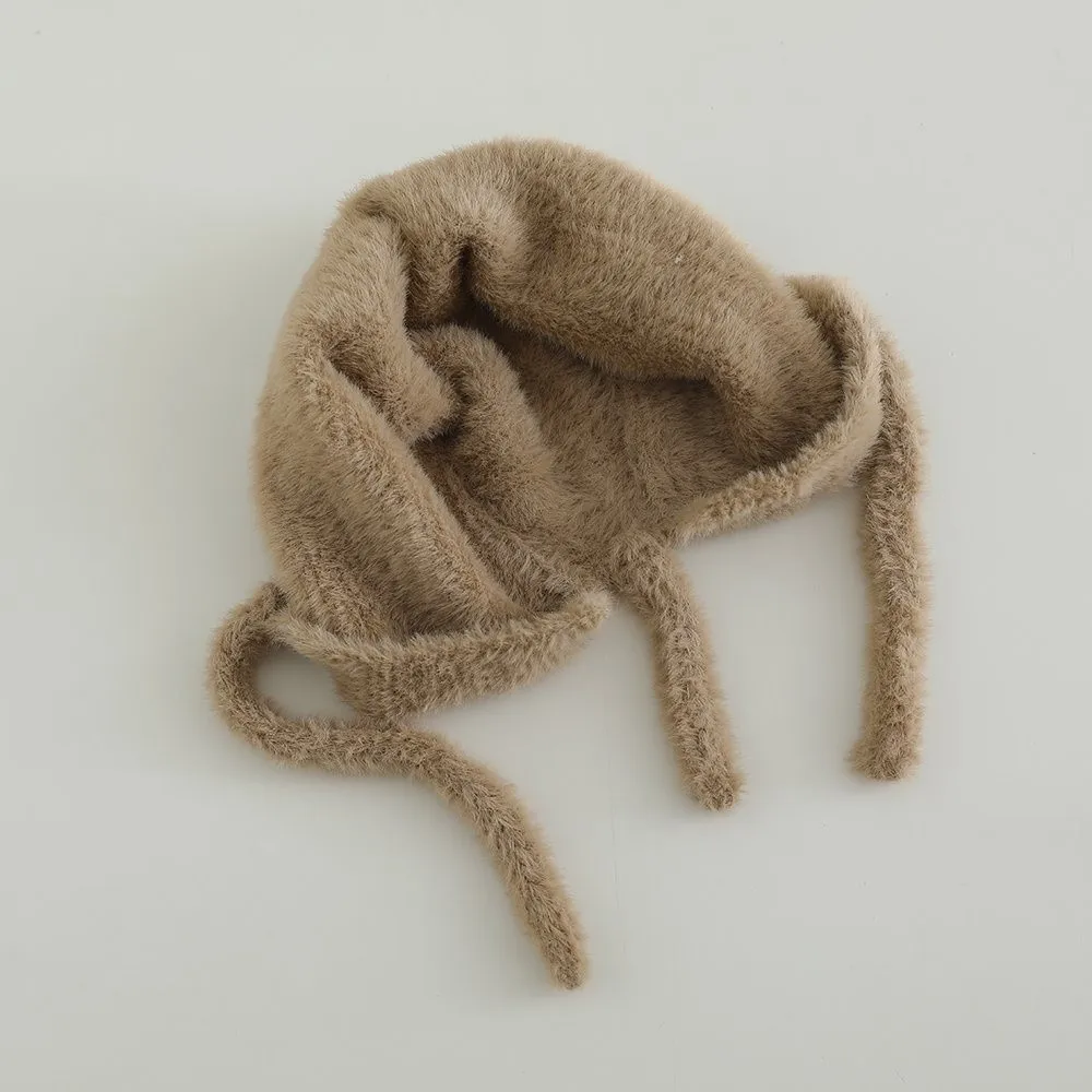 

Soft Warm Ear Protection Hat Thickened Cute Cartoon Toddler Tie Beanies Solid Color Earmuffs Cap 10-36Month Children