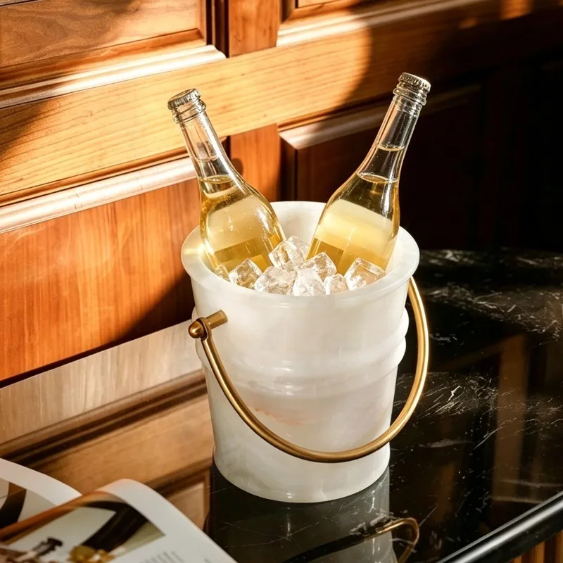 Marble Ice Bucket Barware Chiller Buckets Portable Wine Beverage Large Coolers Luxury Home Bar Party Thickened Beer Ice Bucket