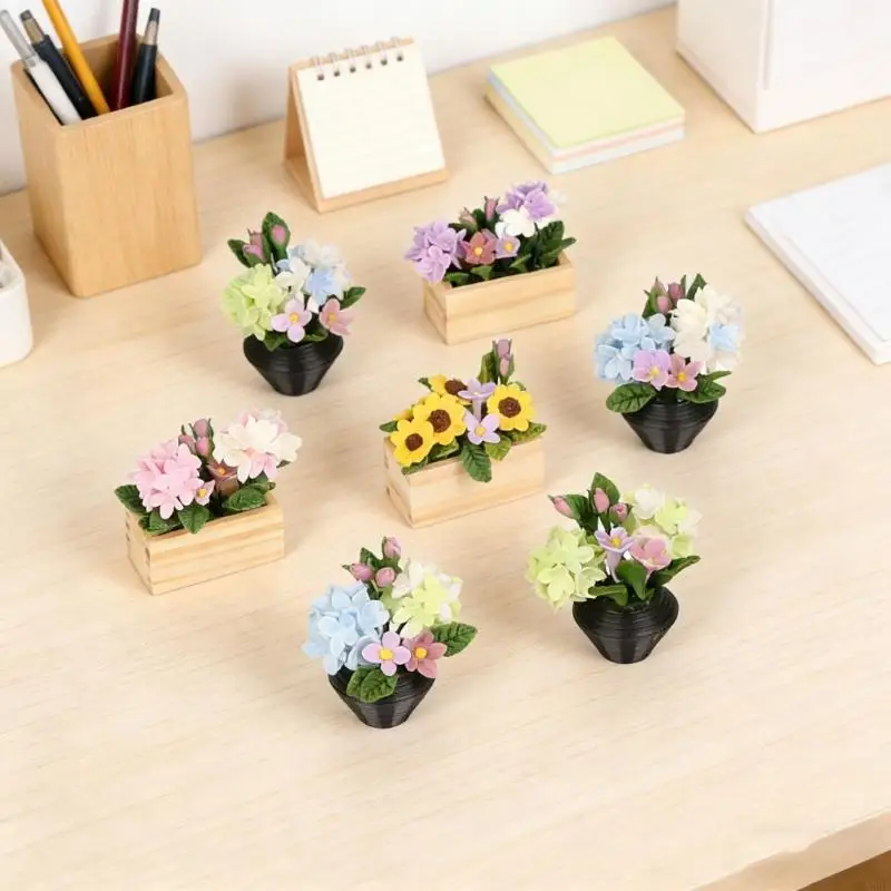 1/12 estatueta modelo flor vaso miniatura para casa boneca, acessórios exibição cena, adereços