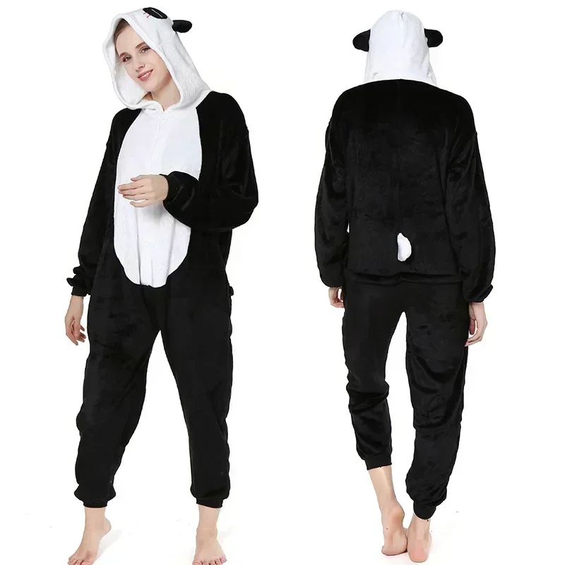 Adult Panda Pajamas One Piece Kids Christmas Cosplay Costume Flannel Warm Animal Homewear Sleepwear for Women Men