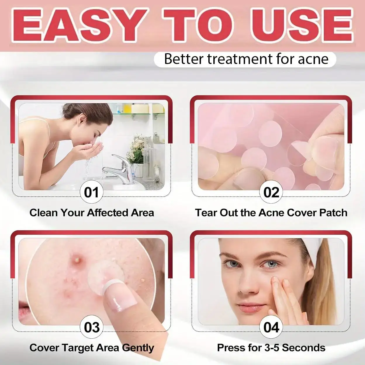 375 peças/caixa de remendos transparentes de hidrogel para acne, sem álcool, adesivos suaves e não irritantes para absorção de acne