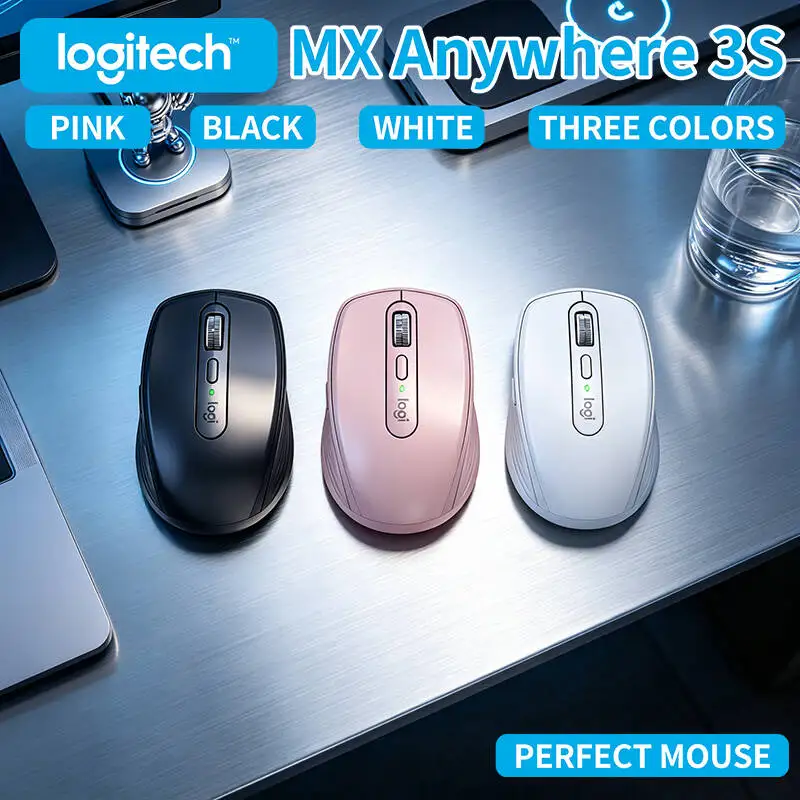 Logitech MX Anywhere 3S Ergonomic Mouse - 8K DPI, Hyper-Scroll, Silent Click, Multi-OS Compatibility for Campus Trip
