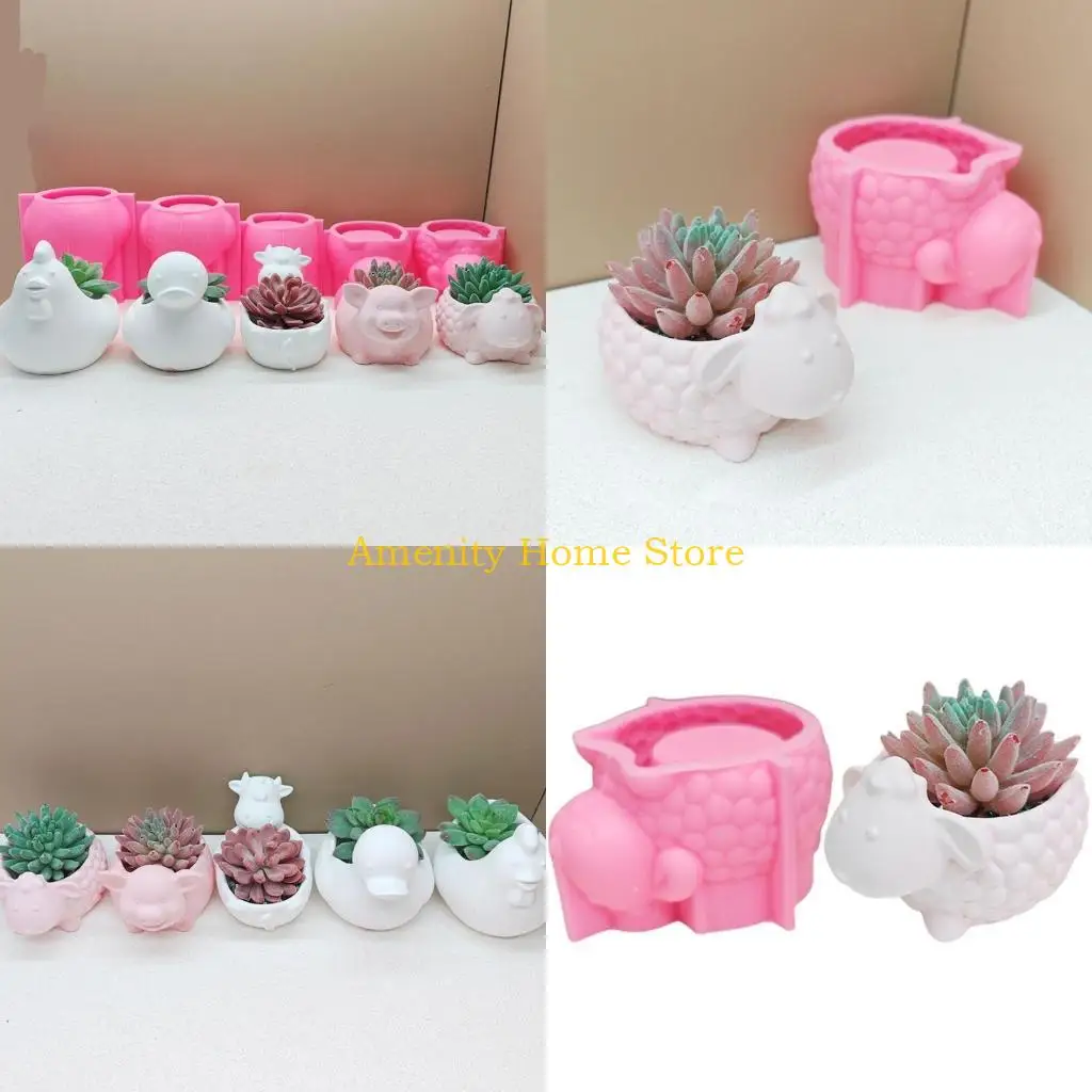 

F26C Animal Shaped Silicone Candle Holder Moulds for Epoxy Resin, Candle Cup, Home Decoration, Succulents Planter, Pen Holder