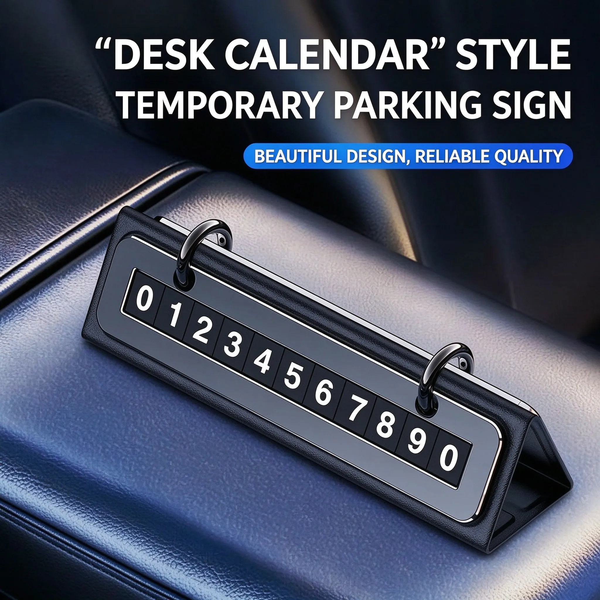 Car Phone Number Plate Temporary Parking Card Universal Leather Alloy Flip Hidden Large Digits Car-styling Auto Accessories Sign