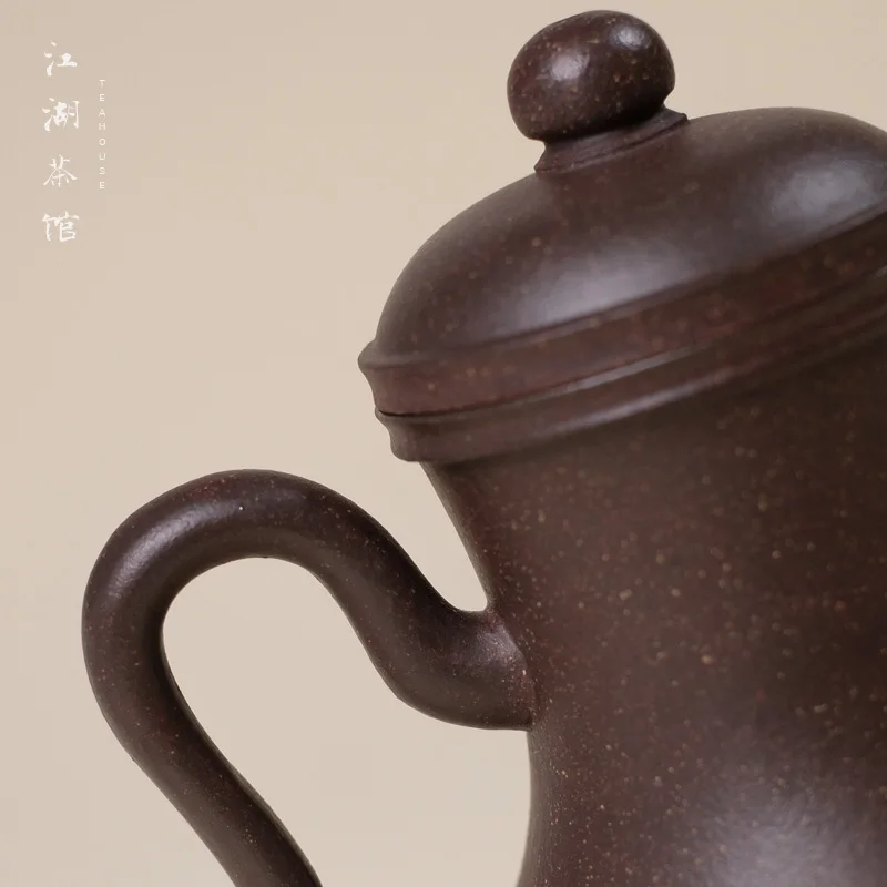 Using Qing Style Wine To Imitate Ancient High Holding Teapot Huanglongshan Original Mine Purple Clay 180Cc Yi Handmade