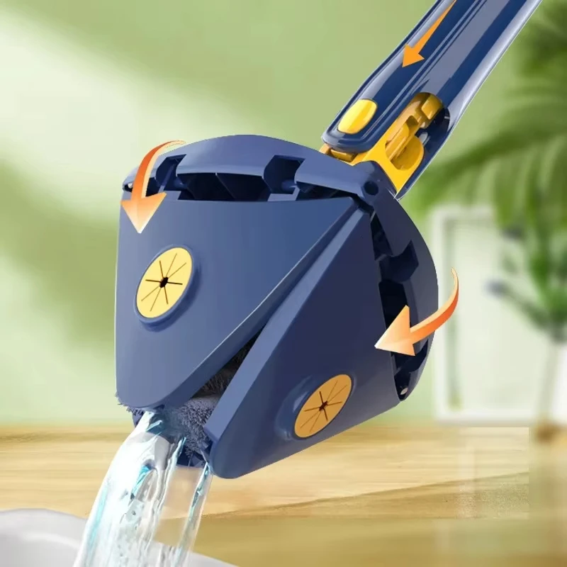 Triangle 360 Cleaning Mop Adjustable Telescopic Household Ceiling Cleaning Brush Tool Self Draining Cleaning Tiles and Walls