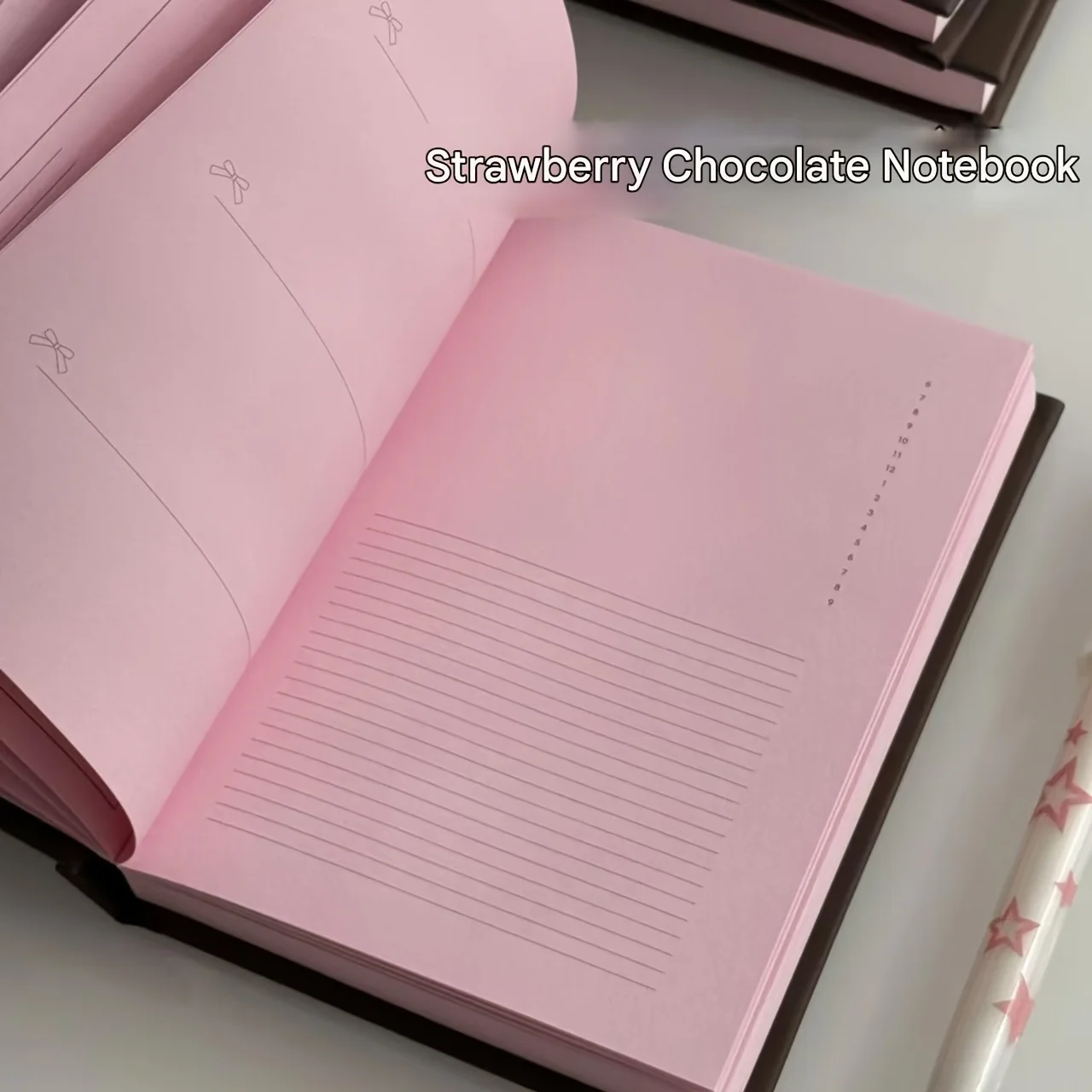 Kawaii Pink A6 Notebook Strawberry Chocolate Pattern Minimalist Niche Design Punch Card Journal Planner Student Daily Notepad