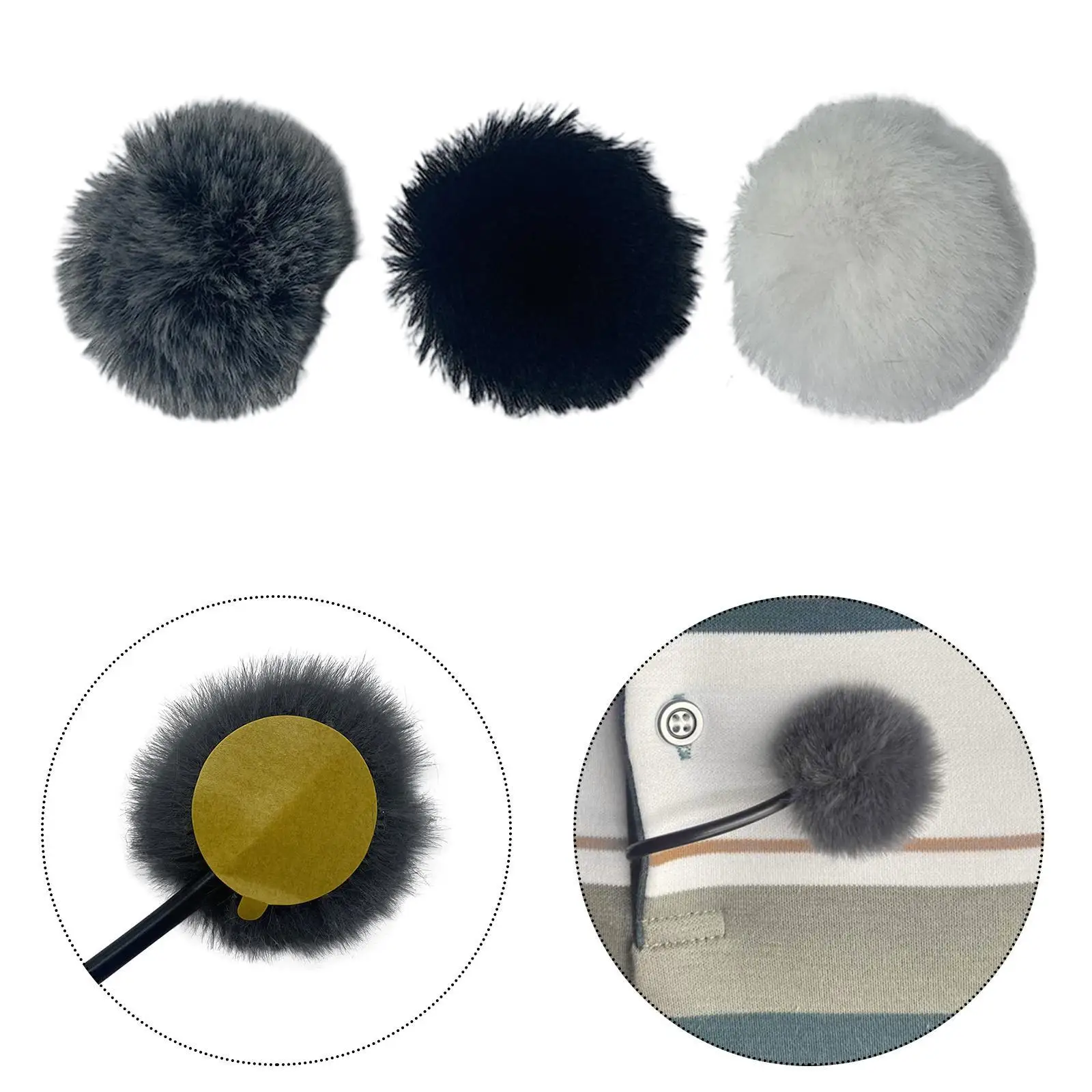 Soft Plush Microphone Wind Muff Cover Set 10 Units Furry Windscreen for Lapel Interview Mic Studio Recording