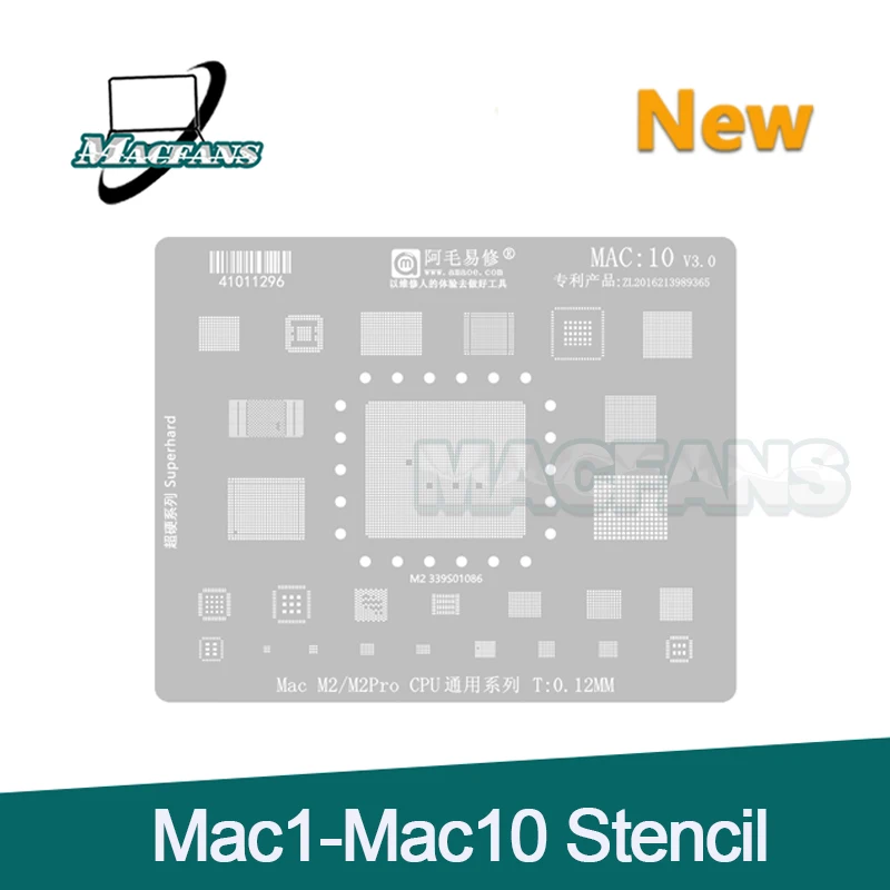 Amaoe MacBook Mac1-10 BGA Reballing Stencil For MAC Pro A2159 A1706 A1707 A1534 IC CPU SSD DDR WIFI Tin-planted steel mesh