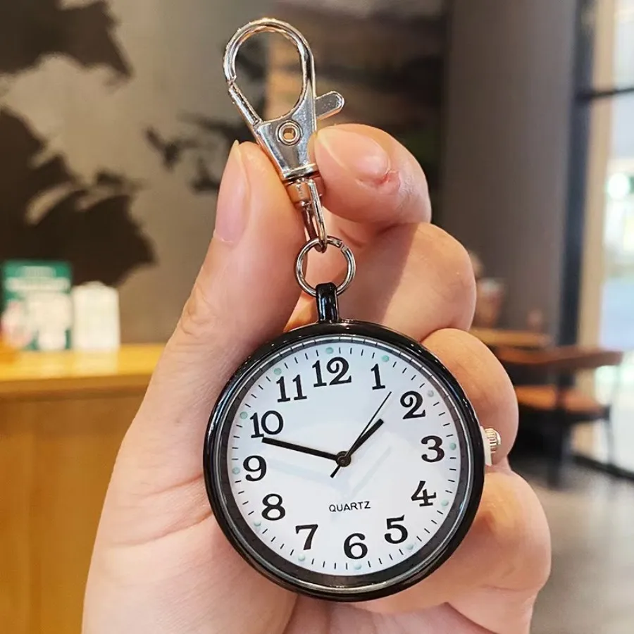 4/5 pcs Electronic Pocket Watch LED Keychain Nurse Pocket Watch Digital Watch for Student Backpacks Keys Pendant Timepiece