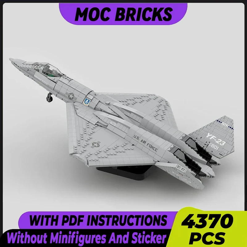 

Military Aircraft Model Moc Building Bricks 1:35 YF-23 Grey Ghost & Black Widow II Technology Blocks Gift Toys DIY Sets Assembly