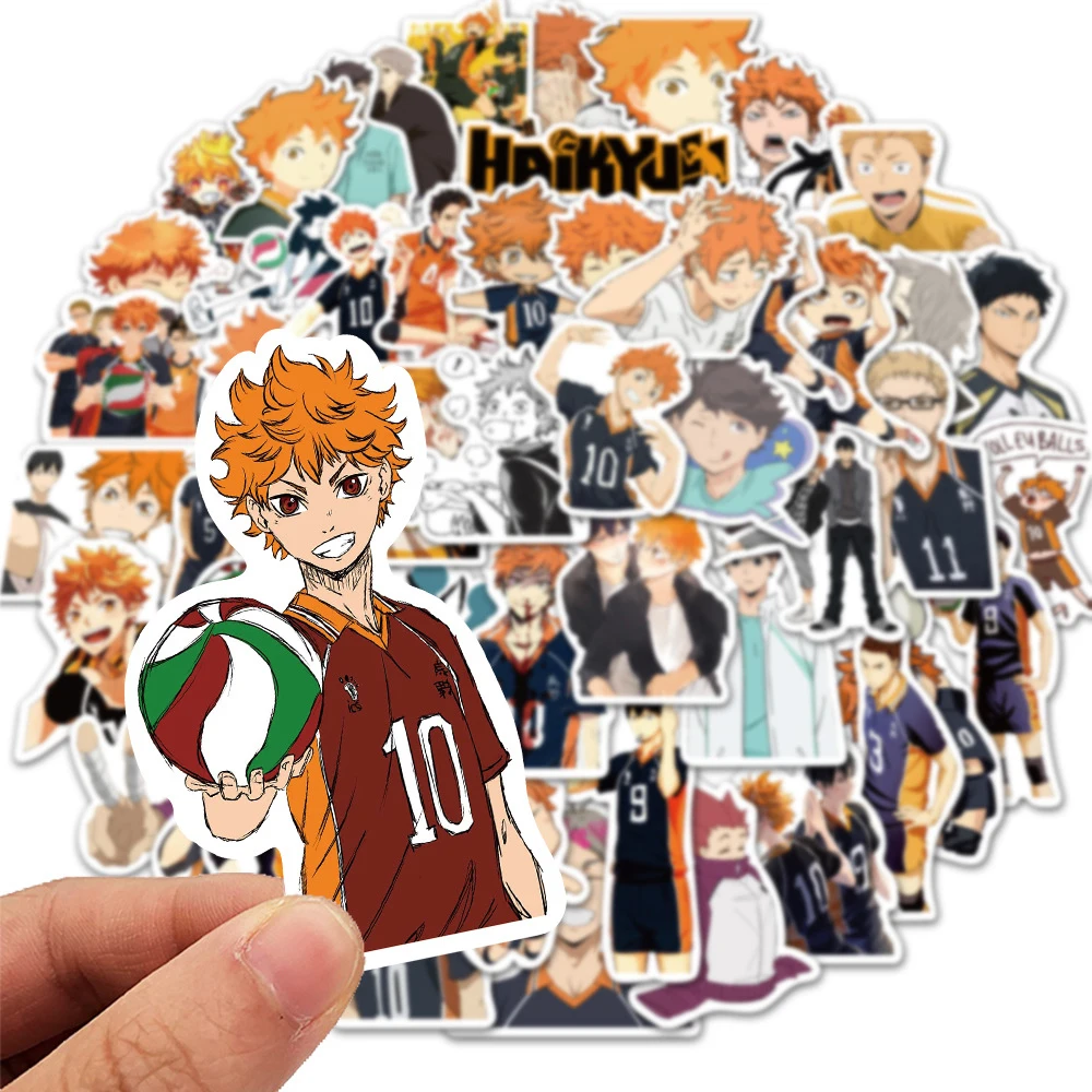 10/30/100 buah Anime Haikyuu klasik keren!! Stiker Hinata Shoyo mainan anak kartun DIY, Pak stiker ponsel Notebook buku harian