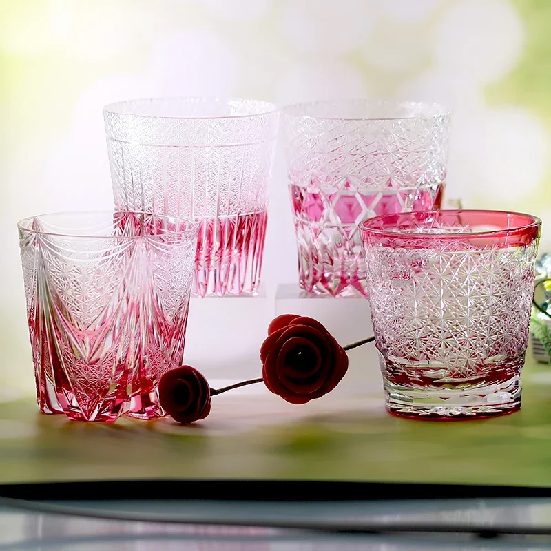 320ml Luxury Gold Pink Lead-Free Crystal Whiskey Glass Hand-Engraved Iced Coffee And Rum Cocktail Glasses for Bahama Mama Drinks 4
