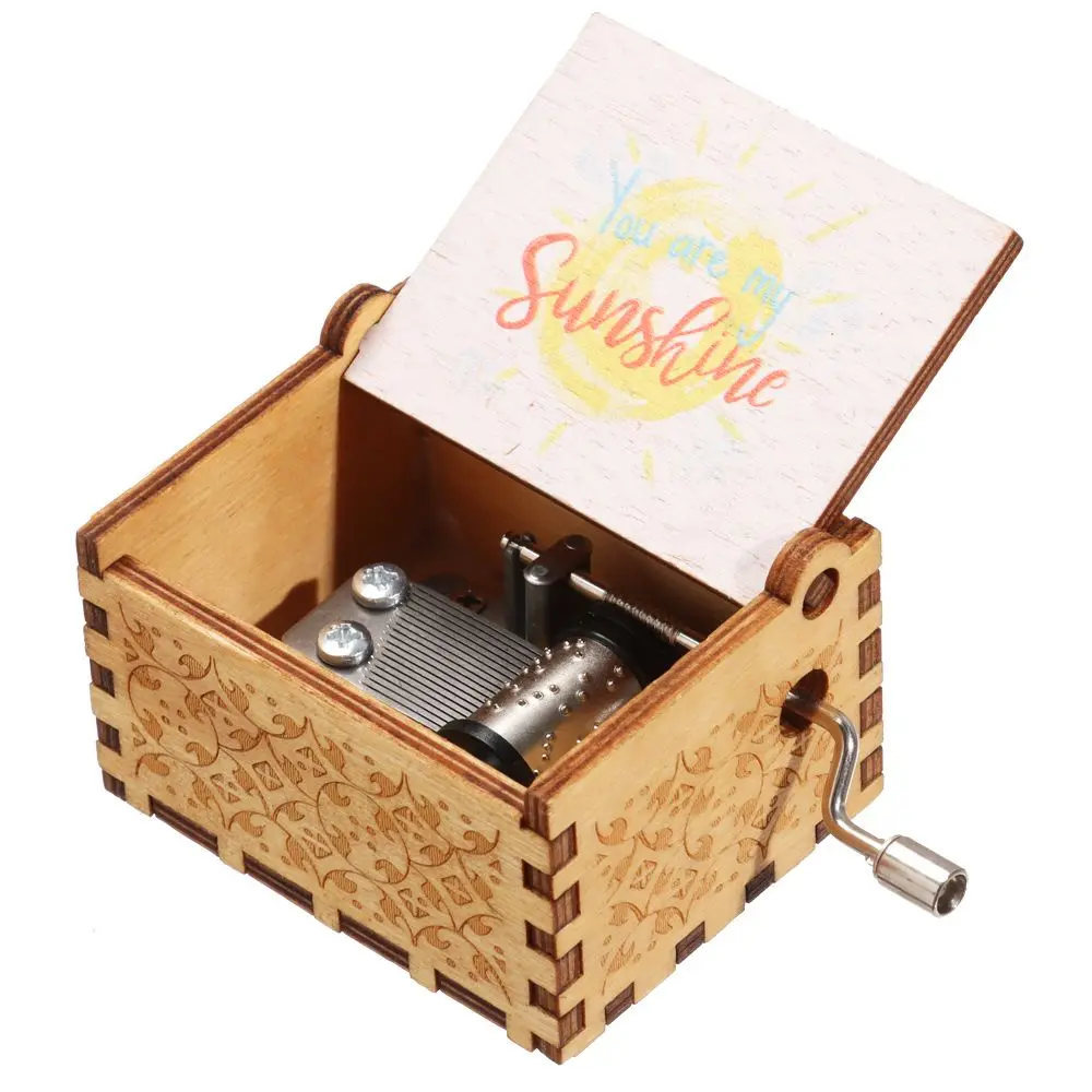 �You Are My Sunshine“ – Handgekrankte Holz-Spieluhr mit Gravur, geeignet als Geschenk zum Geburtstag, Weihnachten, Valentinstag oder Erntedankfest – Detail 6