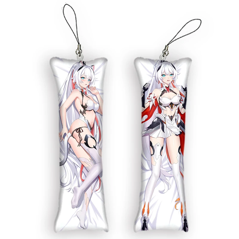 Honkai Impact 3rd Mini Dakimakura Keychain Cute Anime Key Chain Small Pillow Decor Pendant Otaku Kiana Kaslana Backpack Pendant