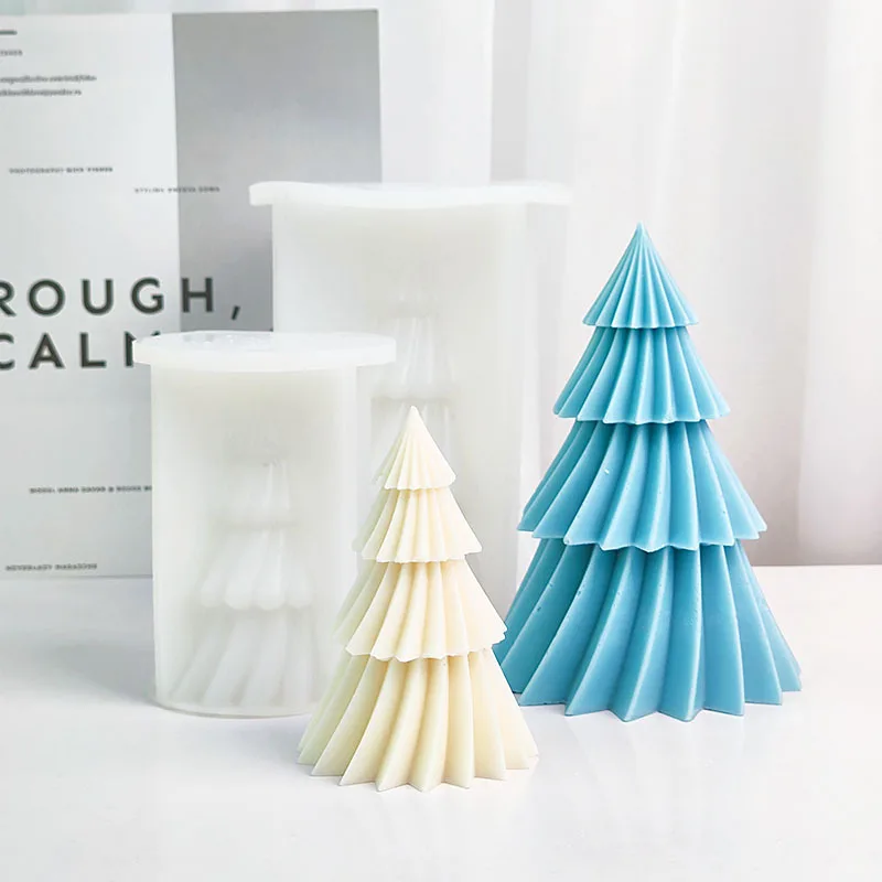 Rotating Christmas Tree Candle Silicone Mold for Handmade Chocolate Decoration Gypsum Aromatherapy Soap Resin Candle Mould