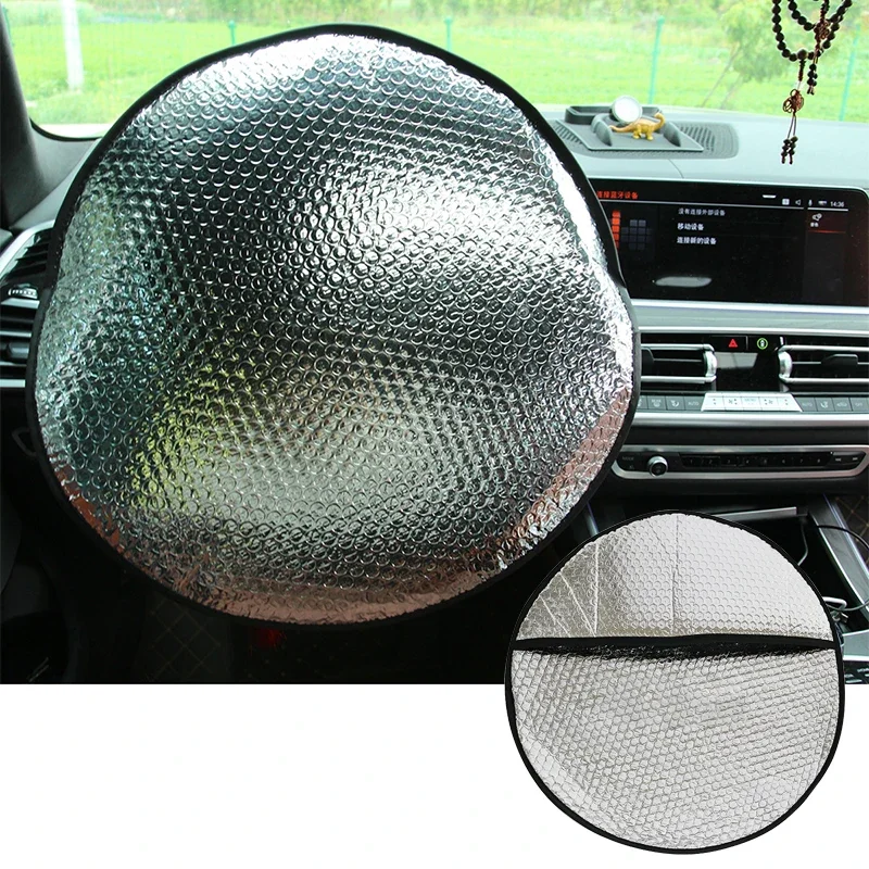 

Aluminum Foil Car Steering Wheel Cover Sunscreen Sunshade Sun Protection Visor Insulation Foldable Car Steering Wheel Sun Shade