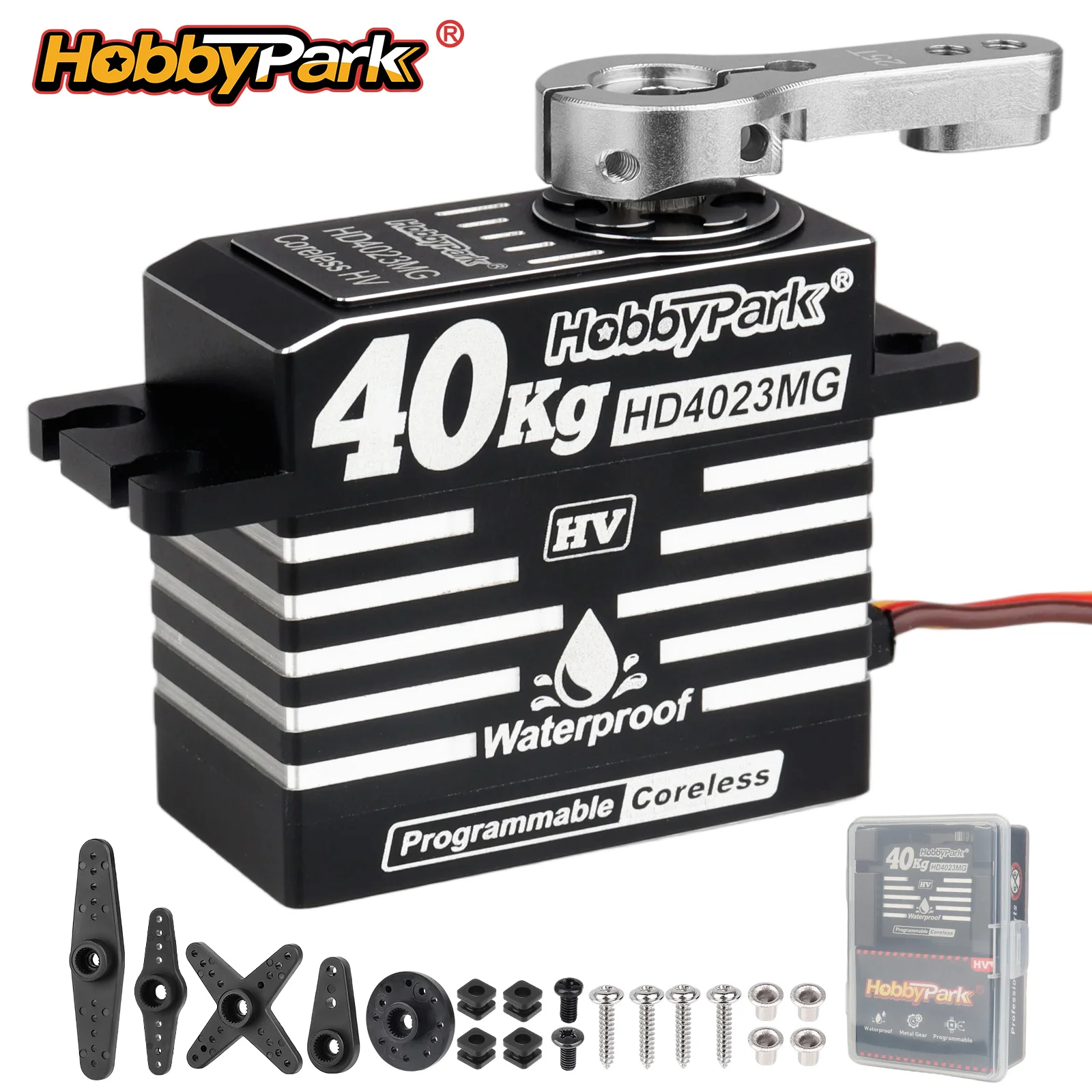 

Водонепроницаемый цифровой сервопривод HobbyPark 40 кг без сердечника с высоким крутящим моментом и металлическими шестернями для радиоуправляемых краулеров 1/8 1/10 TRX4 SCX10 Arrma Axial