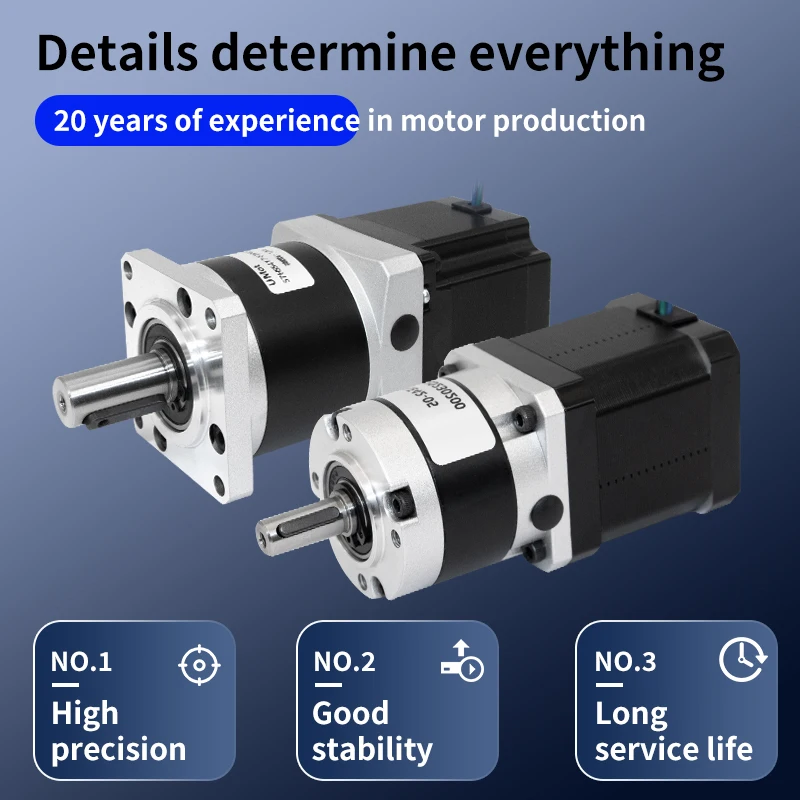 UMOT DC Nema17/Nema23 Precision Planetary Gear Stepper Motor Reducer Backlash≤30 Arcmin Ratio 1:4/1:5/1:10/1:20/1:25/1:50/1:100
