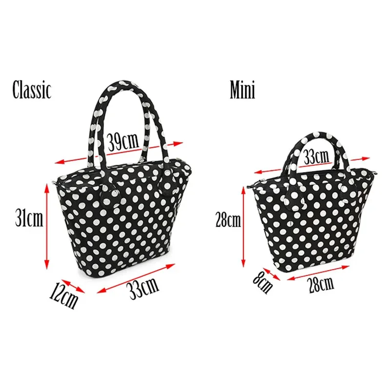 1 set baru Obag Short Long Round Flora, tali pegangan kain kanvas dengan lapisan dalam organizer untuk Classic Mini O Bag