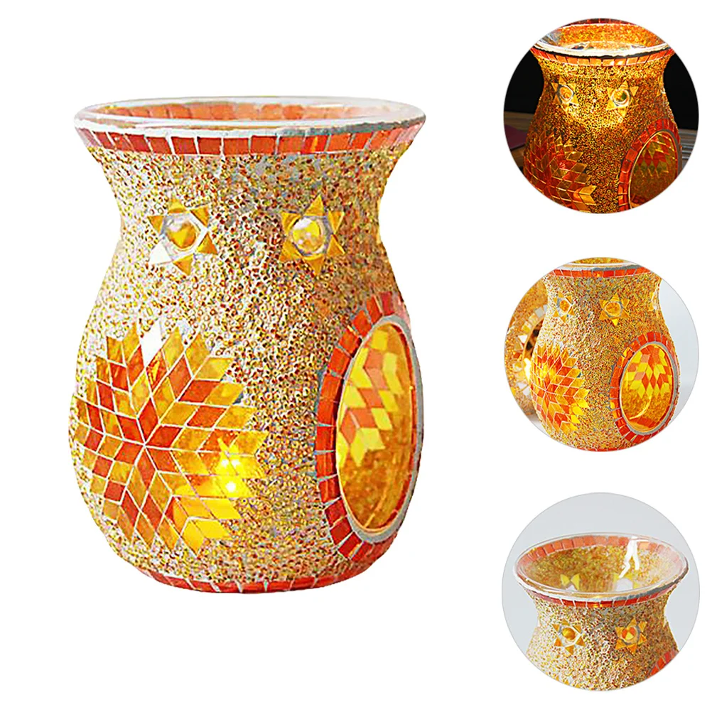 

Mosaic Glass Incense Burner Essential Oil Diffuser Holder Warm Comfortable Atmosphere Tealight Oil Scented Wax Melt