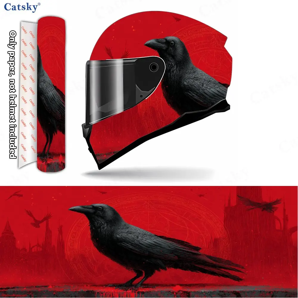 

Red-domain Crow Pattern Helmet stickers , PVC Material Multifunctional Helmet Stickers, Scratch-Resistant & Fade-Proof, Easy to