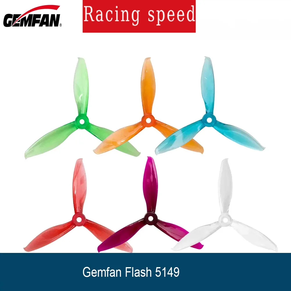 2Pairs Gemfan Flash 5149  5inch 5.1X4.9X3 3-Blade PC Propeller  For FPV Racing Freestyle Drones Replacement DIY Parts
