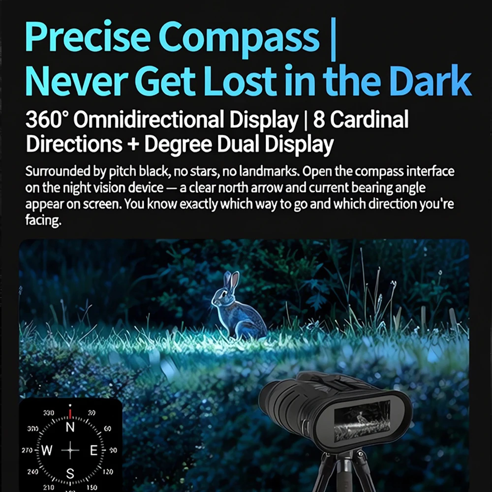 ZIYOUHU Compass with GPS Pressure Detection Large Screen WiFi Dual Tube Ranging Infrared Night Vision Device 18x Digital Zoom