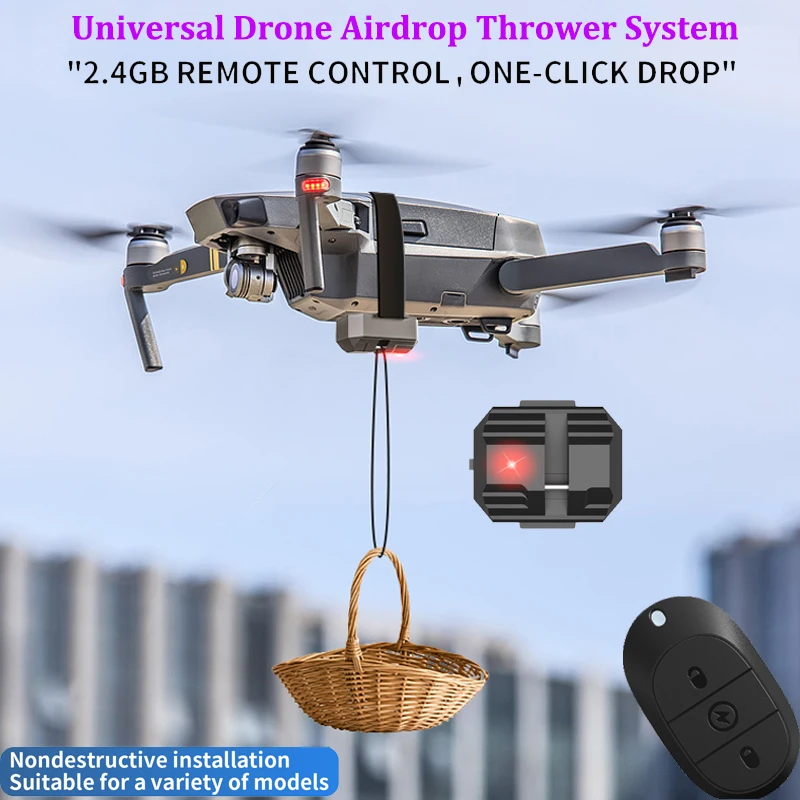 

M5 Universal Drone Airdrop Thrower System 2.4 Remote Control Long Distance Deliver Accessories Payload Air Dropper Drone Rescue
