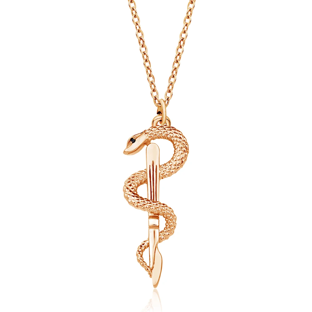 Hanreshe Silver Plated Snake Scalpel Pendant Necklace Medical Surgeon Doctor Nurse Quality Exquisite Surgical Jewelry Necklaces