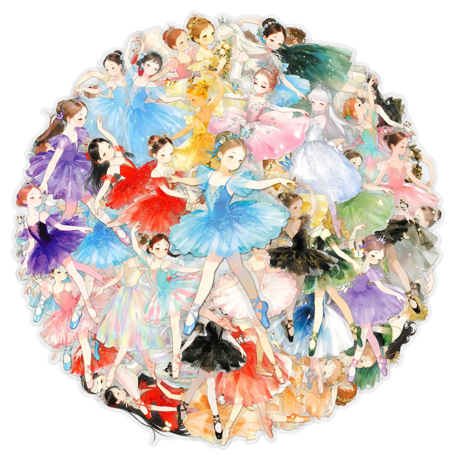 50 pezzi ballerina ragazza cartone animato adesivi ragazza carina decorazione trasparente giocattoli fai da te laptop chitarra auto bici skateboard graffiti decalcomania