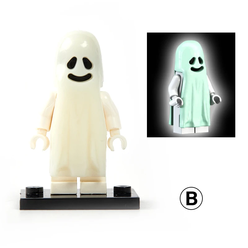 Horror Halloween Series Building Blocks Luminous Smiling & Crying Ghost Model Action Figures Small Bricks Toys for Children 1PC