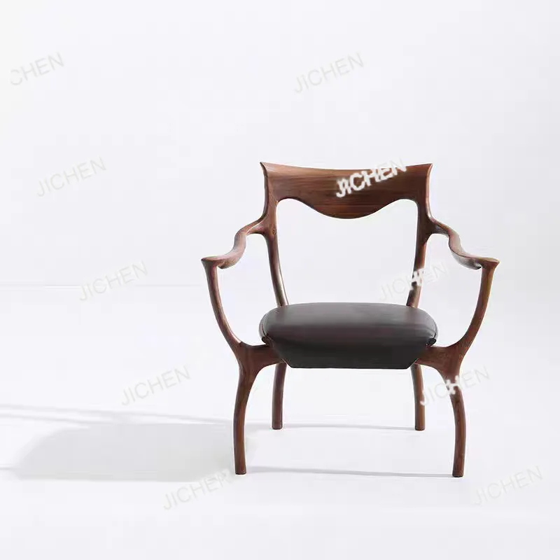 الجوز الأسود كرسي مزدوج كرسي أريكة من الخشب الصلب كرسي صيني جديد غير رسمي مزيج كرسي الشمال الحديث