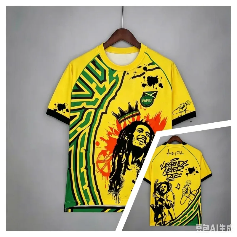 2026 Sommer Gedenk-T-Shirt Herren Jamaika T-Shirt Bob Marley Sonderedition Jersey Graffiti T-Shirt Outdoor Eltern-Kind