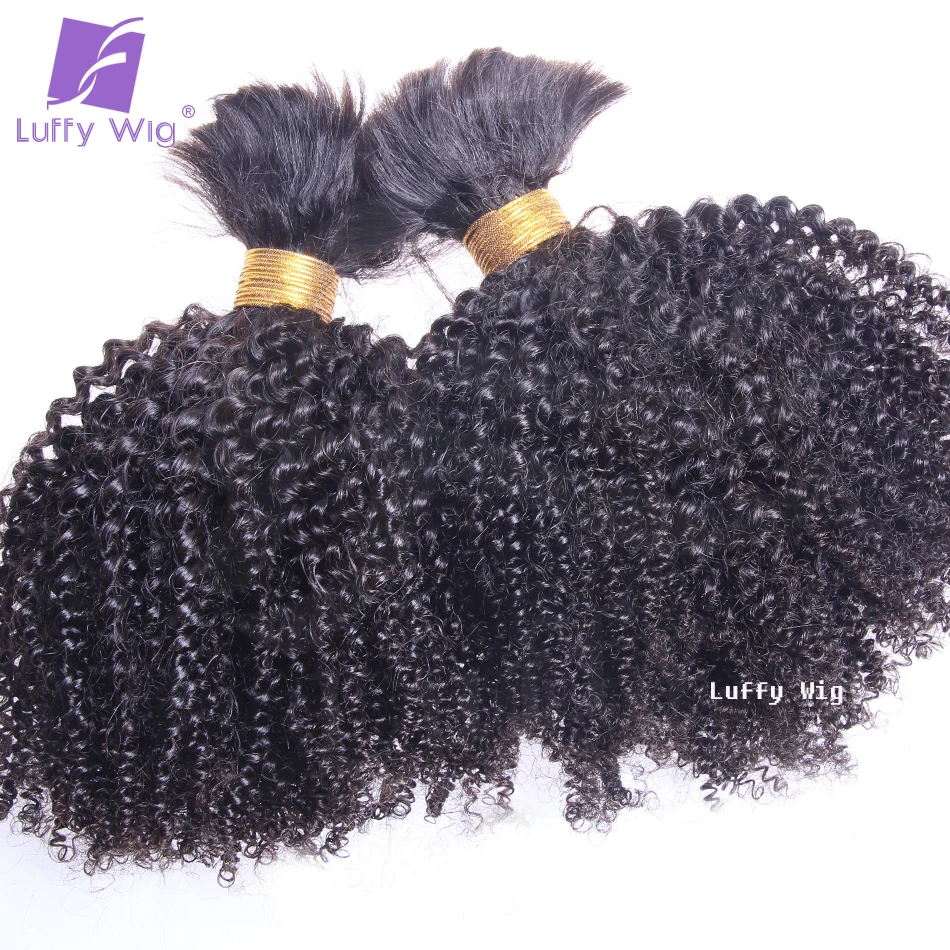 

Double Drawn Afro Kinky Curly Human Hair Bulk For Braiding Mongolian Remy Hair Extensions Boho Braids Hair No Weft Bundles Luffy