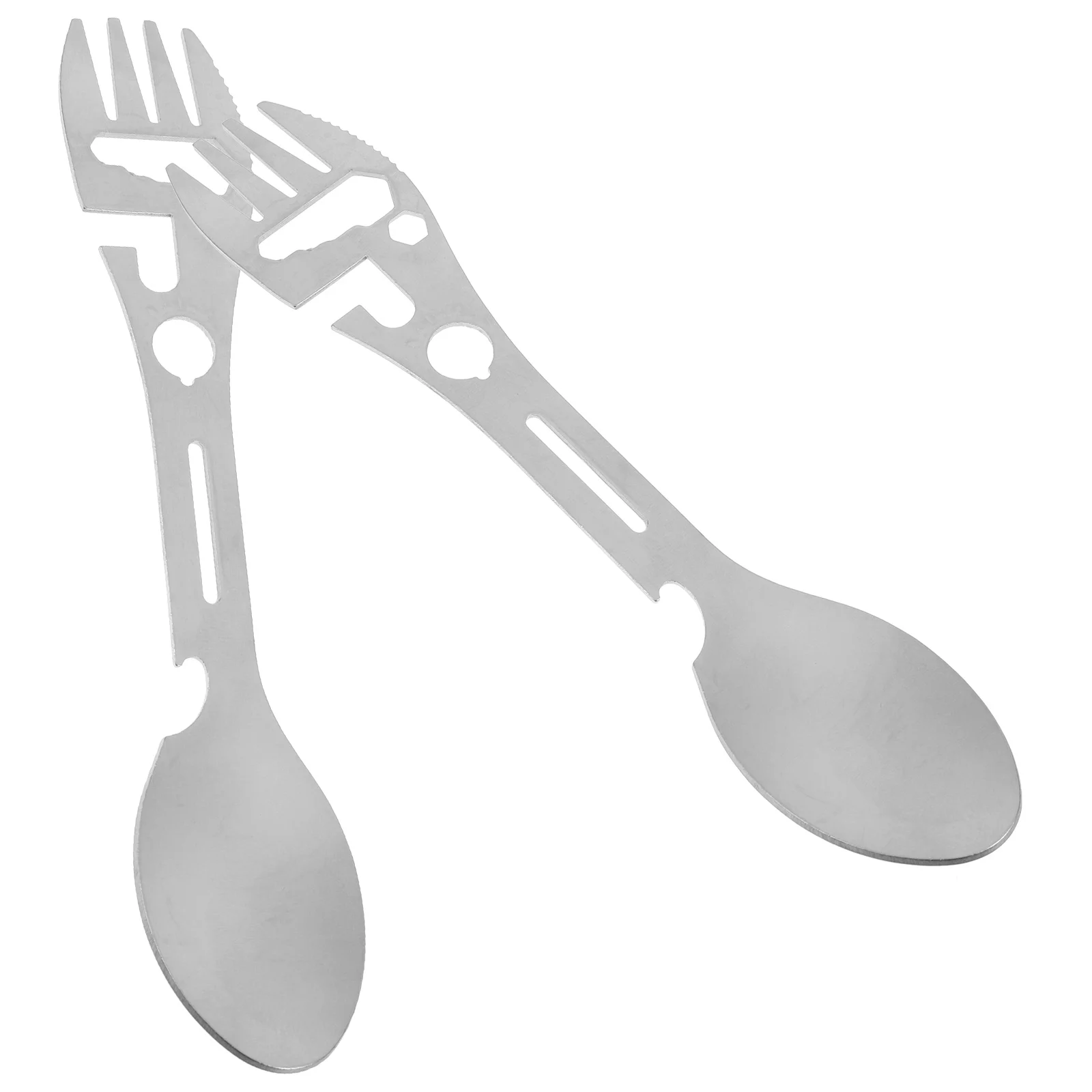 

2 Pcs Outdoor Camping Tableware Multifunctional Spoon Gear Portable Folding Fork