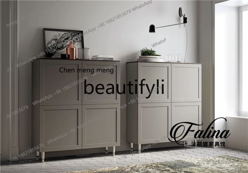 Armoire latérale de salle à manger en bois massif, lumière de luxe, double porte, moderne, simple, décoration de la maison, rangement, porche, armoire à chaussures intégrée H