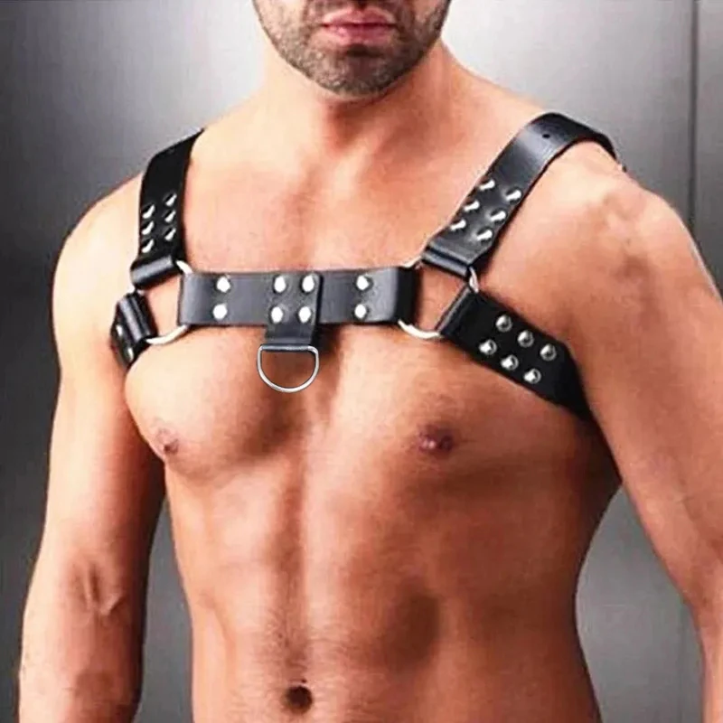 Male Lingerie Leather Harness Bondage Strap Men Adjustable Fetish Gay Sexual Body Chest Harness Belt Punk Rave Costumes for Sex