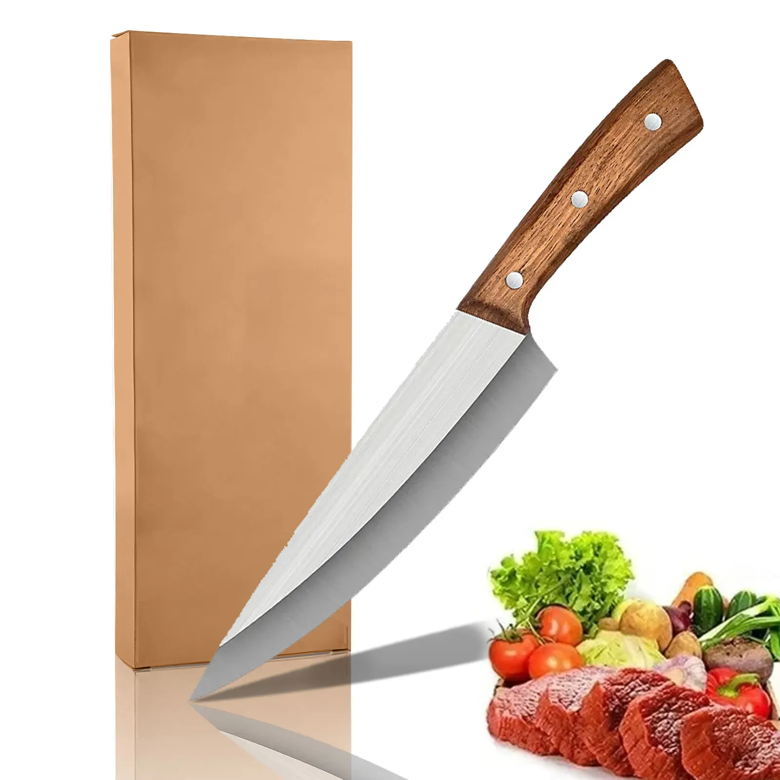 

8-inch chef's knife Solid wood handle stainless steel kitchen knife, home women's meat cleaver super fast sharp boning knife