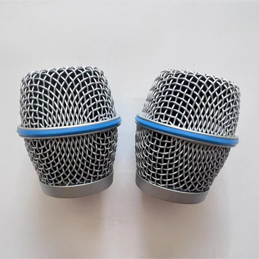 2pcs Replacement Microphone Grilles Blue Ring Silver Mic Metal Mesh Cover for SHURE Beta87A Wireless Microphone Accessories - view 4