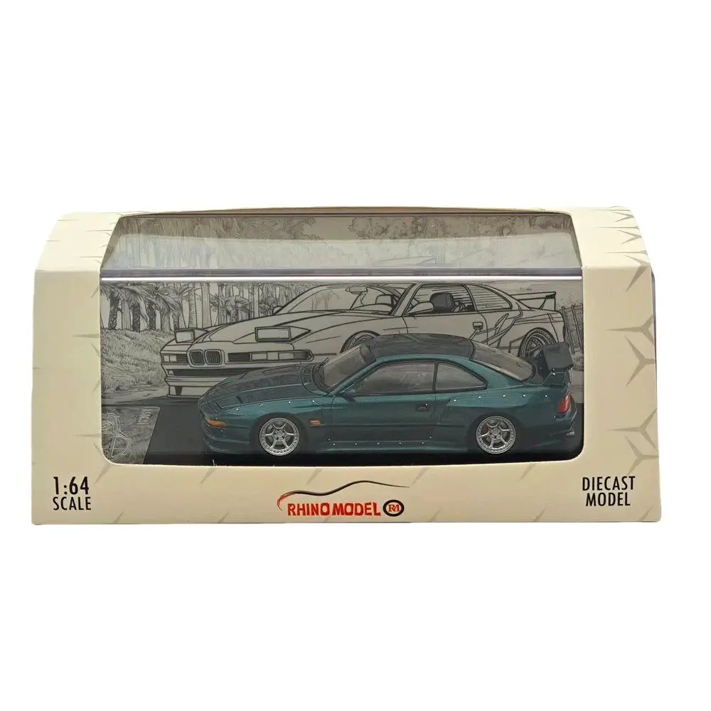 Rhino Model RM 1/64 for 850CSi E31 Coupe WideBody Sport Model Green Diecast Car Miniature Toy Vehicle Models Collection