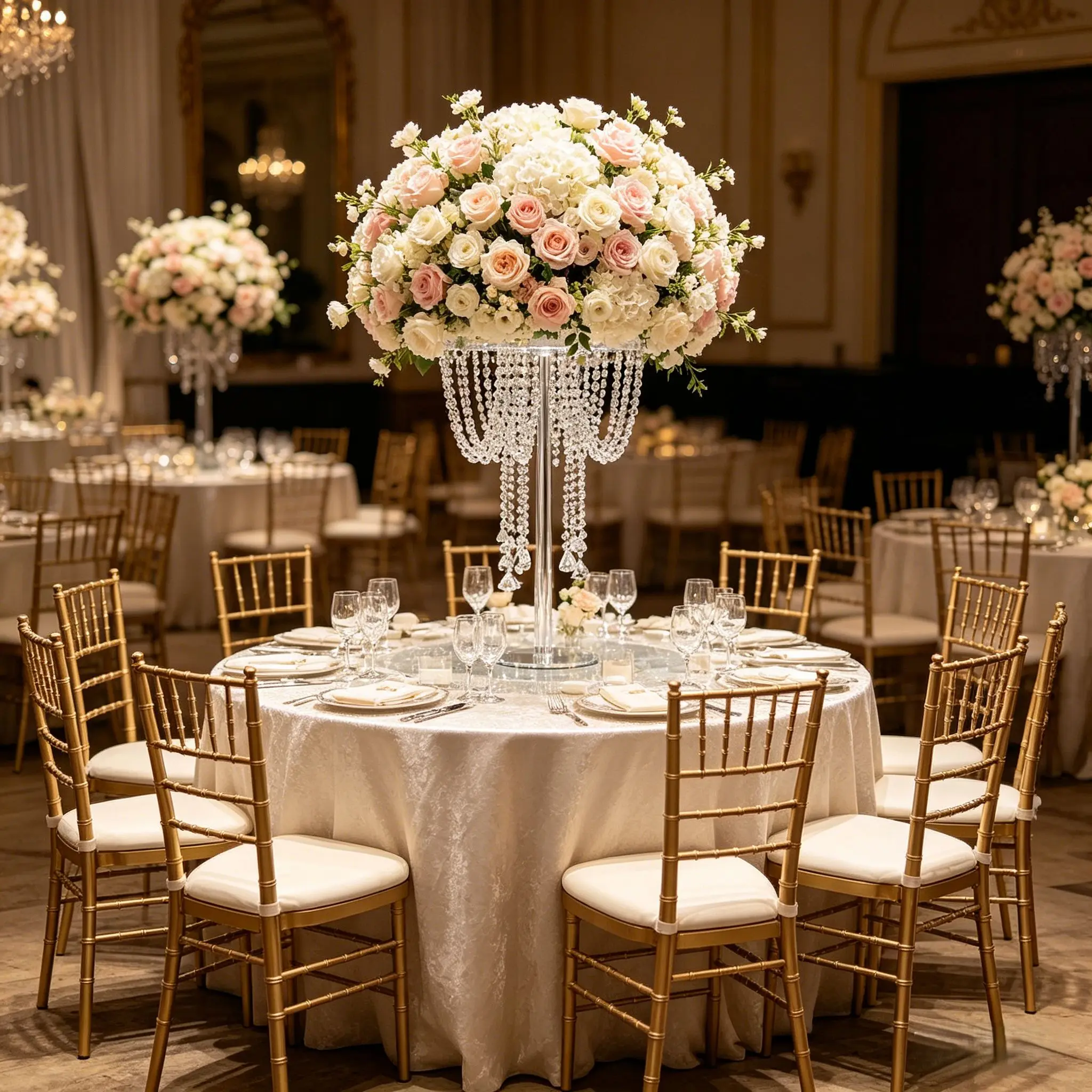 

Acrylic Crystal Table Centerpieces 4pcs Flower Holder Pillar Road Leads Vase For Wedding Banquet Party Event DIY Home Decoration