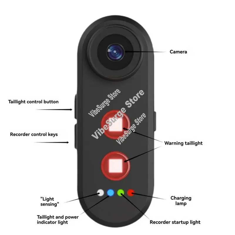 

ABWY-Bike Camera 1080P HD With Tail Light 150 Degree Wide Angle Phone Interface Bicycle Rear View Radar Camera