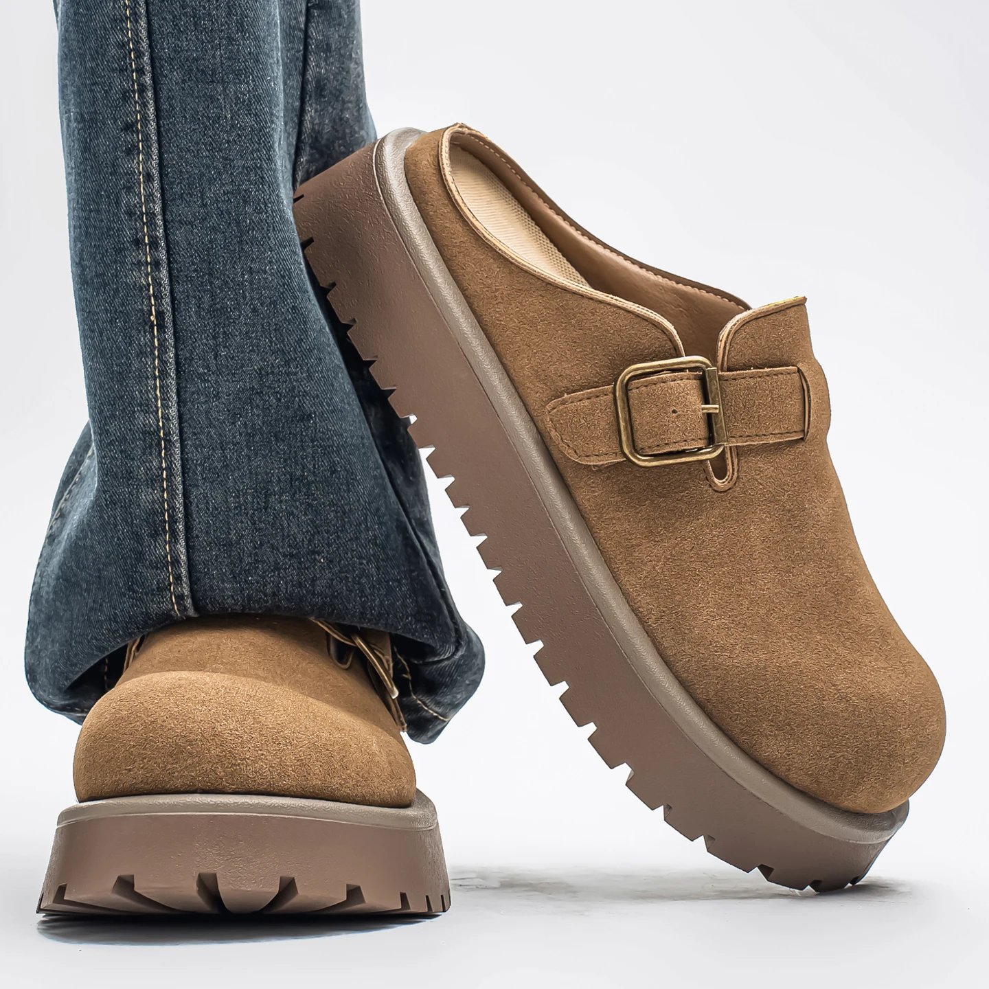 Men's Birkfoot Sandals 2026 New Summer Anti-slip Wear-resistant Casual Slip-on Slippers round Toe Comfortable Synthetic Leather