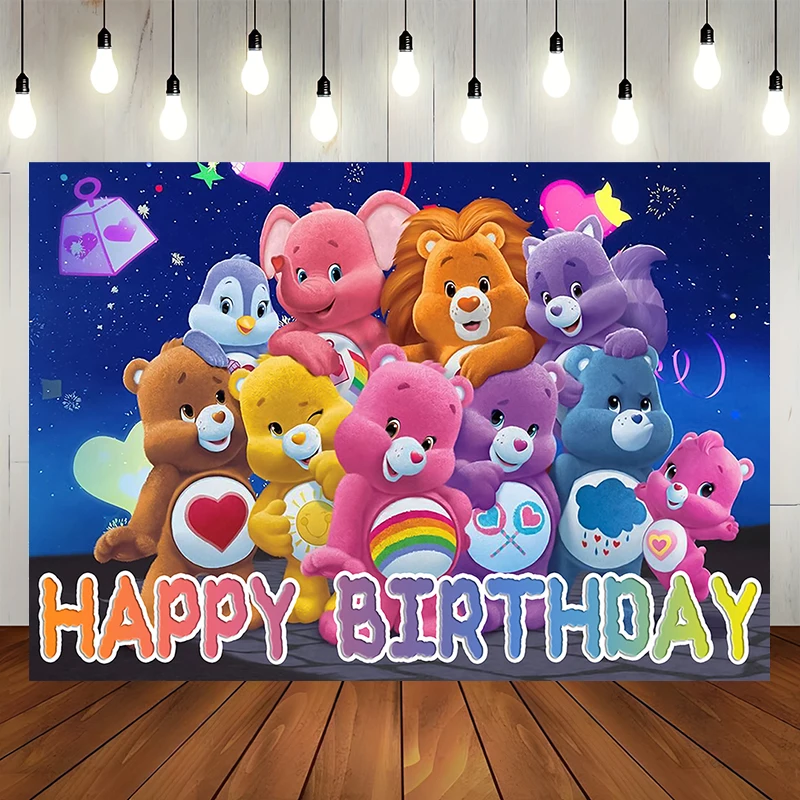 Care Bears Party Decoration Backdrop Kids Birthday Party Supplies Photography Background Baby Shower Banner Photo Booth Props