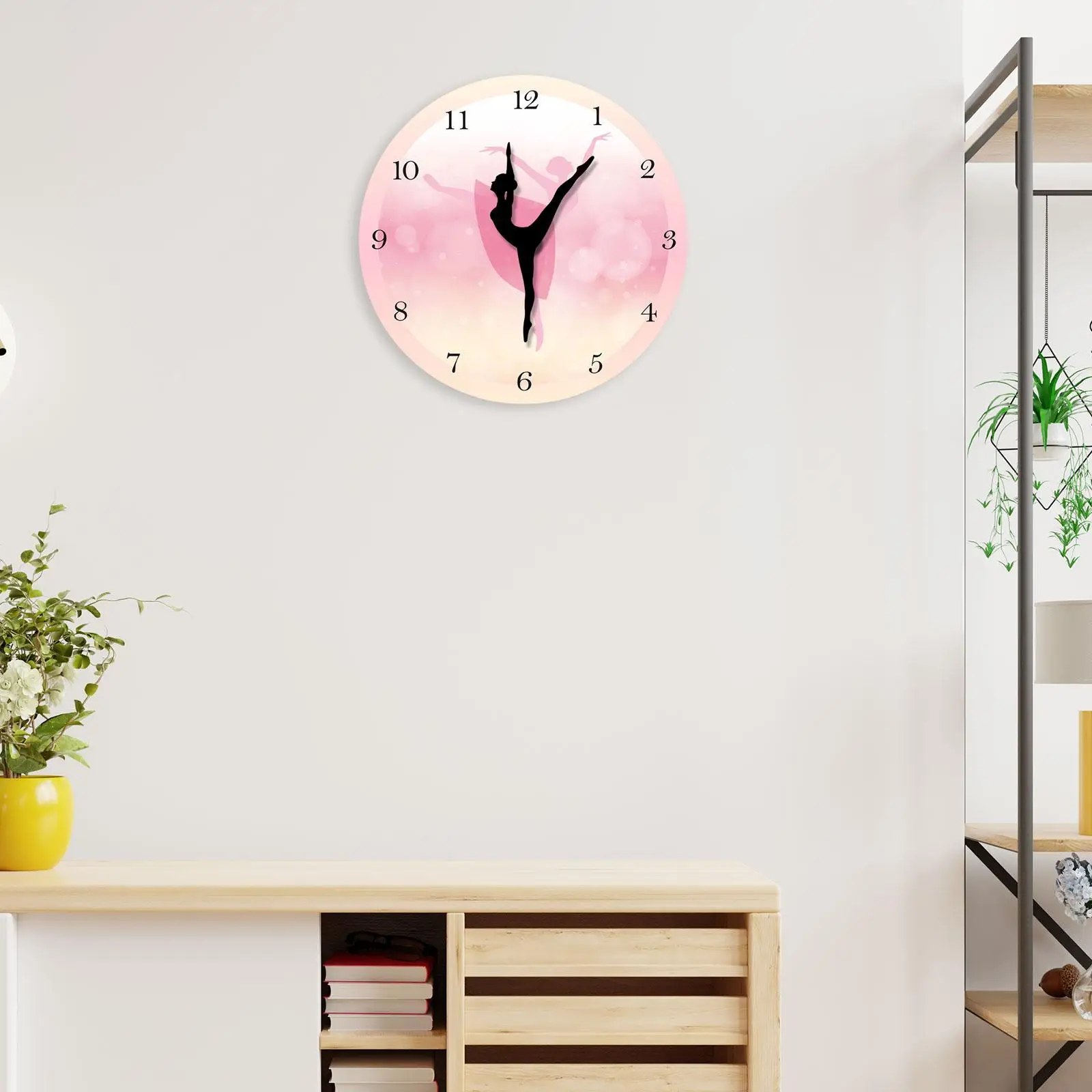 12inch Ballet Girl Wall Clock Decoration Silent Non Ticking Accurate Movement Battery Operated Durable